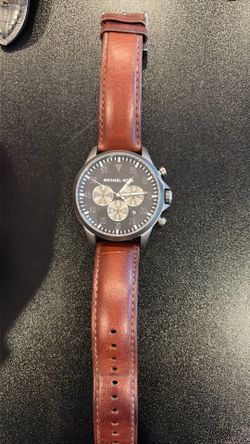 Men's Chronograph Gage Chocolate Leather Strap Watch 45mm