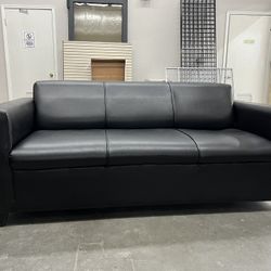 Black Sofa Faux Leather With Some (minimal) Shipping Damage