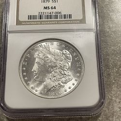 MS 64 1879  Morgan Silver Dollar 