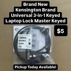 Brand New Kensington Brand Universal 3-In-1 Keyed Laptop Lock Master Keyed (1 Available)