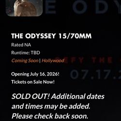 The Odyssey - 70mm IMAX Ticket - Automation IMAX Ft. Lauderdale