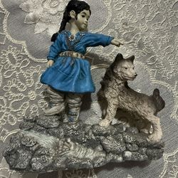 "Inuit Girl and Husky"