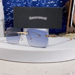 Vintage rectangular frameless cut-edge sunglasses for women