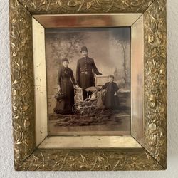 Antique Picture With Photo  1800s