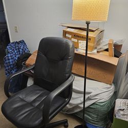 Black Office Chair And Lamp