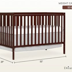Dream On Me Synergy 5-In-1 Convertible Crib In Espresso, JPMA & Greenguard Gold Certified, Constructed out of solid New Zealand Pine Wood, Features 3 