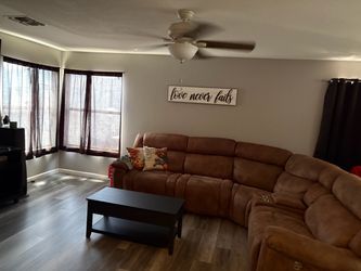 Brown sectional with charging ports $550 OBO MAKE OFFER