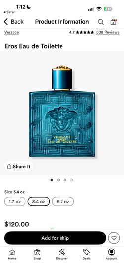 Men’s Versace Eros Cologne!