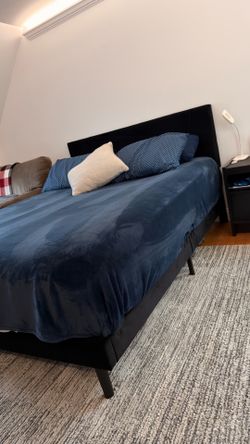 Queen size bed frame velvet upholstery