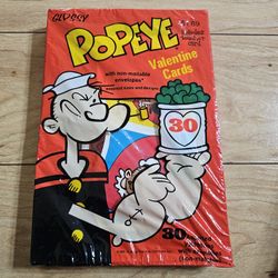 Vintage 1983 Popeye the Sailor Man Valentines Day Cards Lot Set Gibson Cards NOS New-Old Stock / *Pack of 30 Cards
