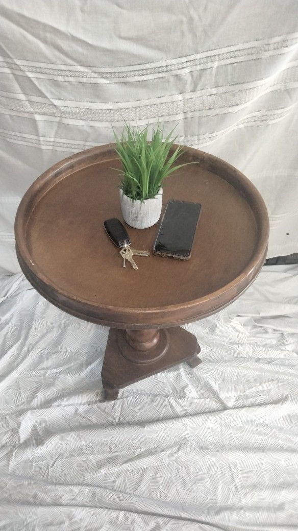 Solid Wooden Round End Table.