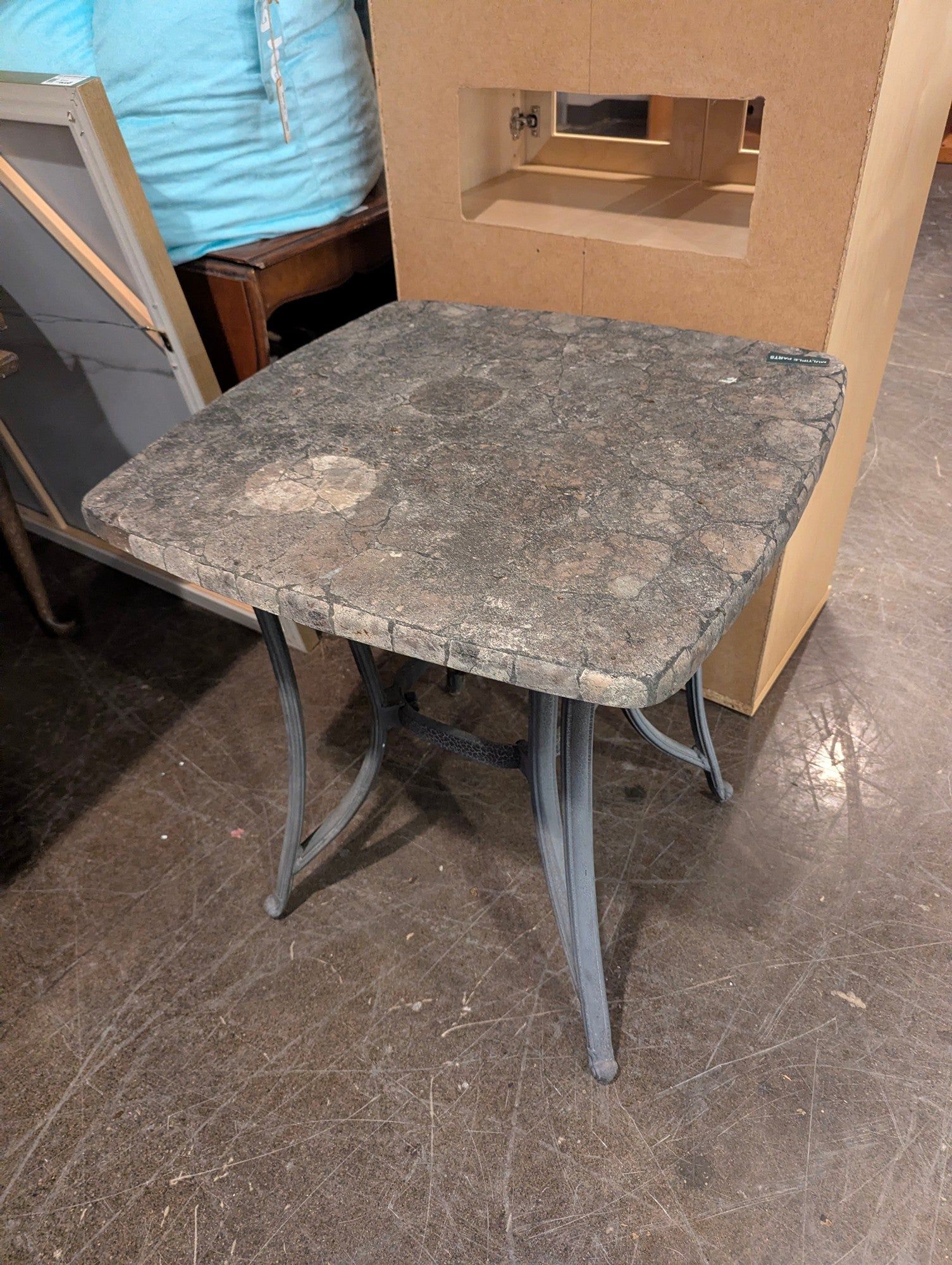 Square Outdoor Accent Table with Stone Top