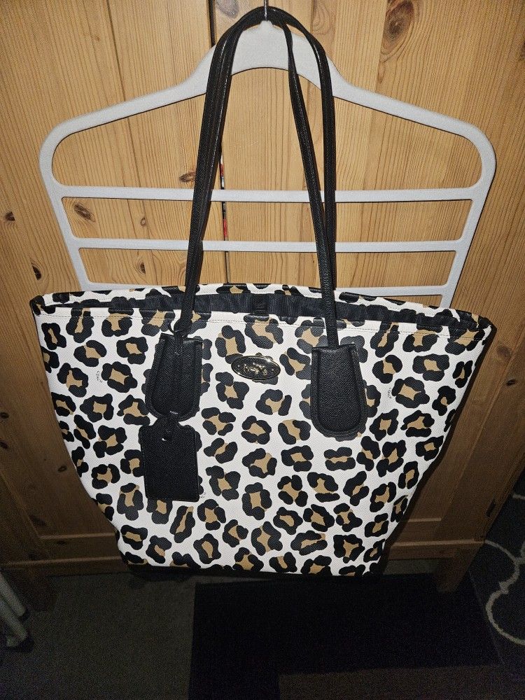 Coach Tote Bag Shoulder Bag Leopard Print - Excellent Condition