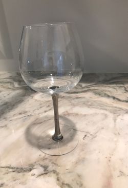 6 long stemmed crystal wine glasses w/silver stem