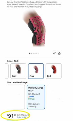 Knee Support Brace with Compression Knee Sleeve | Superior Comfort Knee Support SleeveKnee Sleeve for Men and Women: Pink, Medium/Large