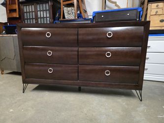 Modern Dark Cherry 6 Drawer Dresser