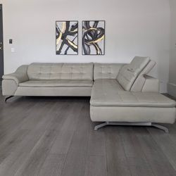 Saporini Beige Italian Leather Sectional - Free Local Delivery
