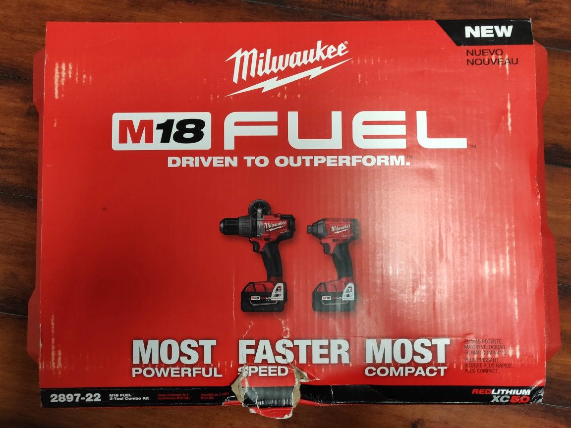 Milwaukee 2897-22 M18 18V Cordless Hammer Drill and Impact Driver Combo Kit
