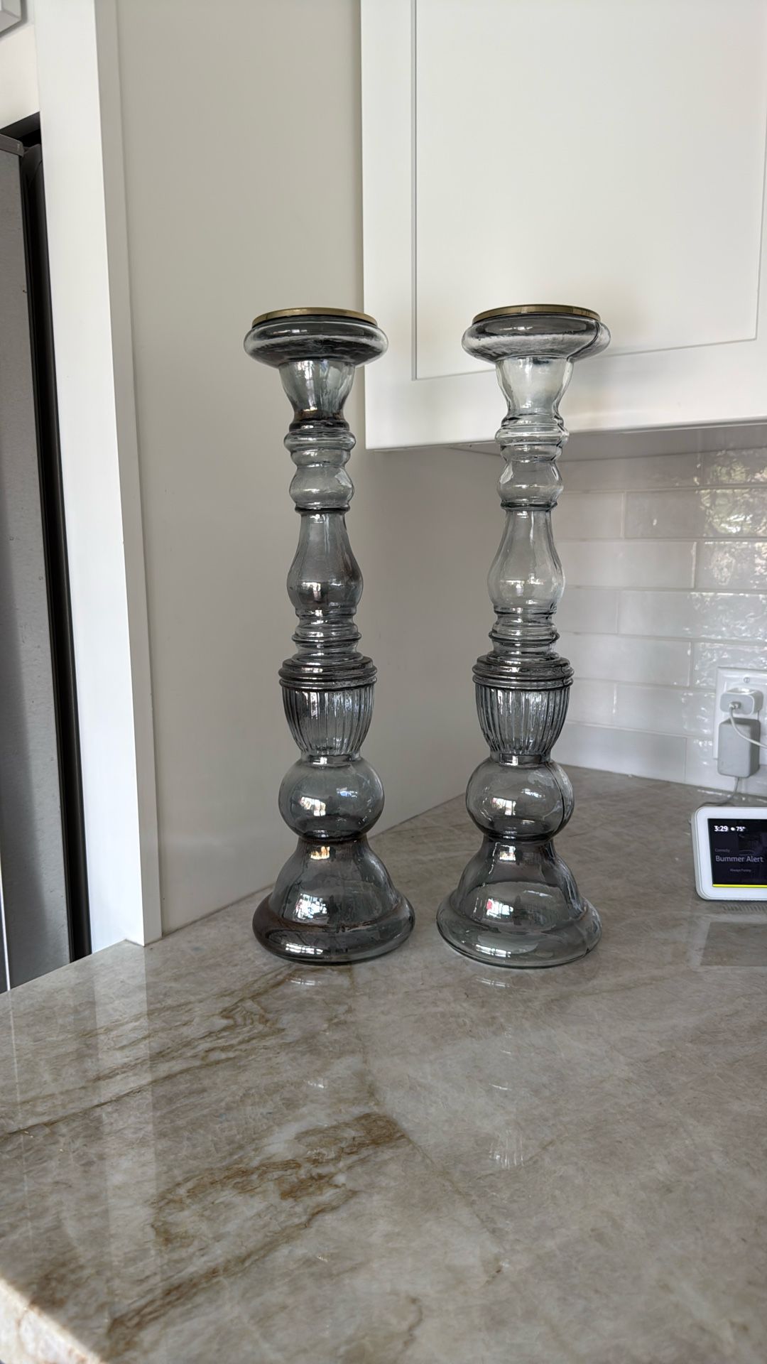 2 Glass Blown Candlesticks