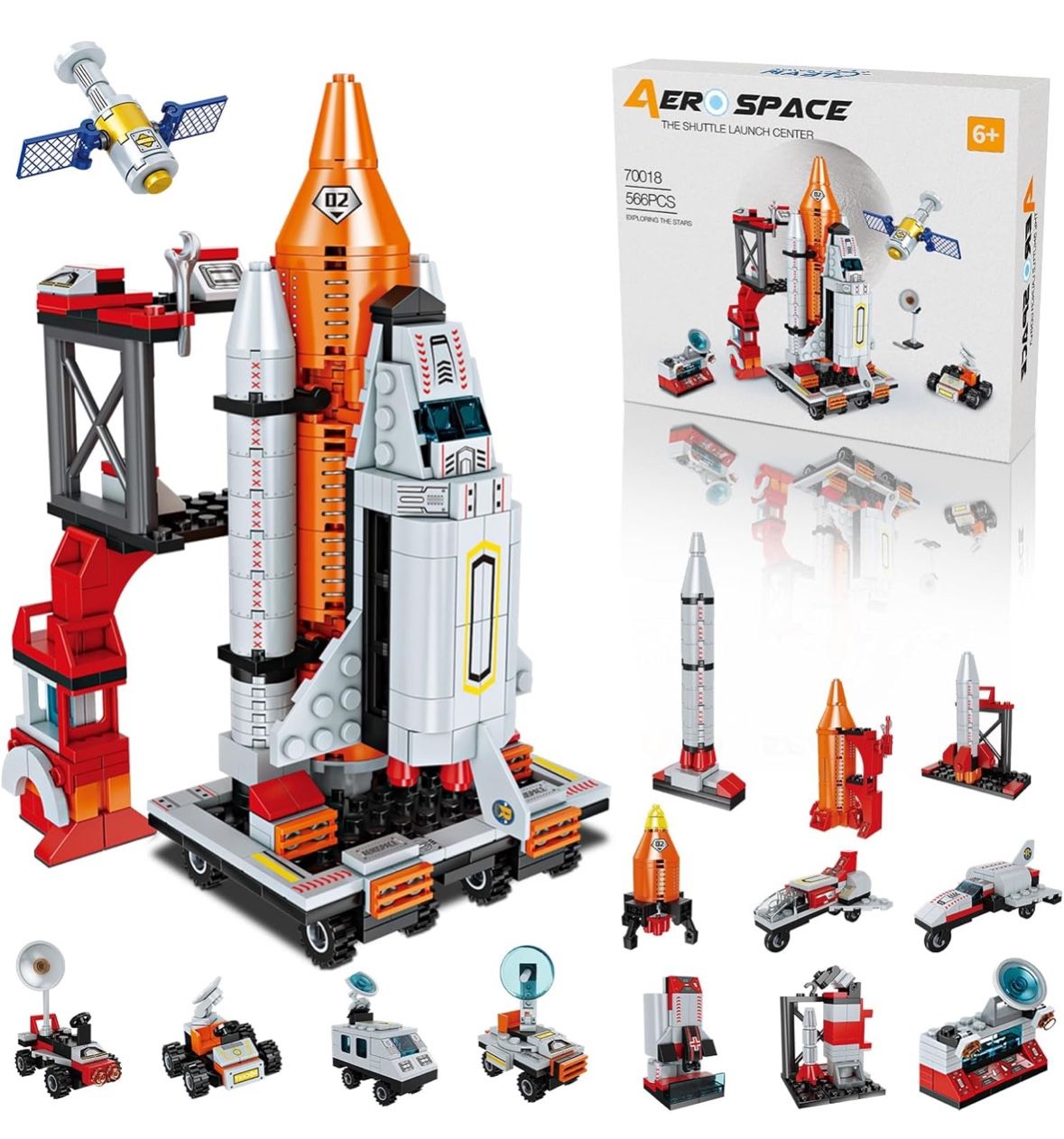 12 in 1 Aerospace Building Toys with Rocket Launcher, Space Shuttle, Age 6-12
