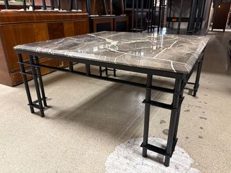 Post Modern Industrial Marble Top Square Coffee Table