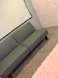 Grey Fabric Futon Sofa Bed