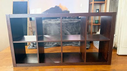 Modern 8-Cubby Wood Storage Shelf – Dark Espresso For Sale!!