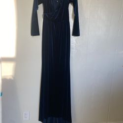 Blue Velvet Maternity Dress