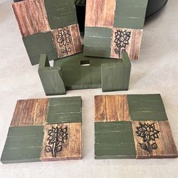 Handmade Wooden Jenga Coasters Set With Holder