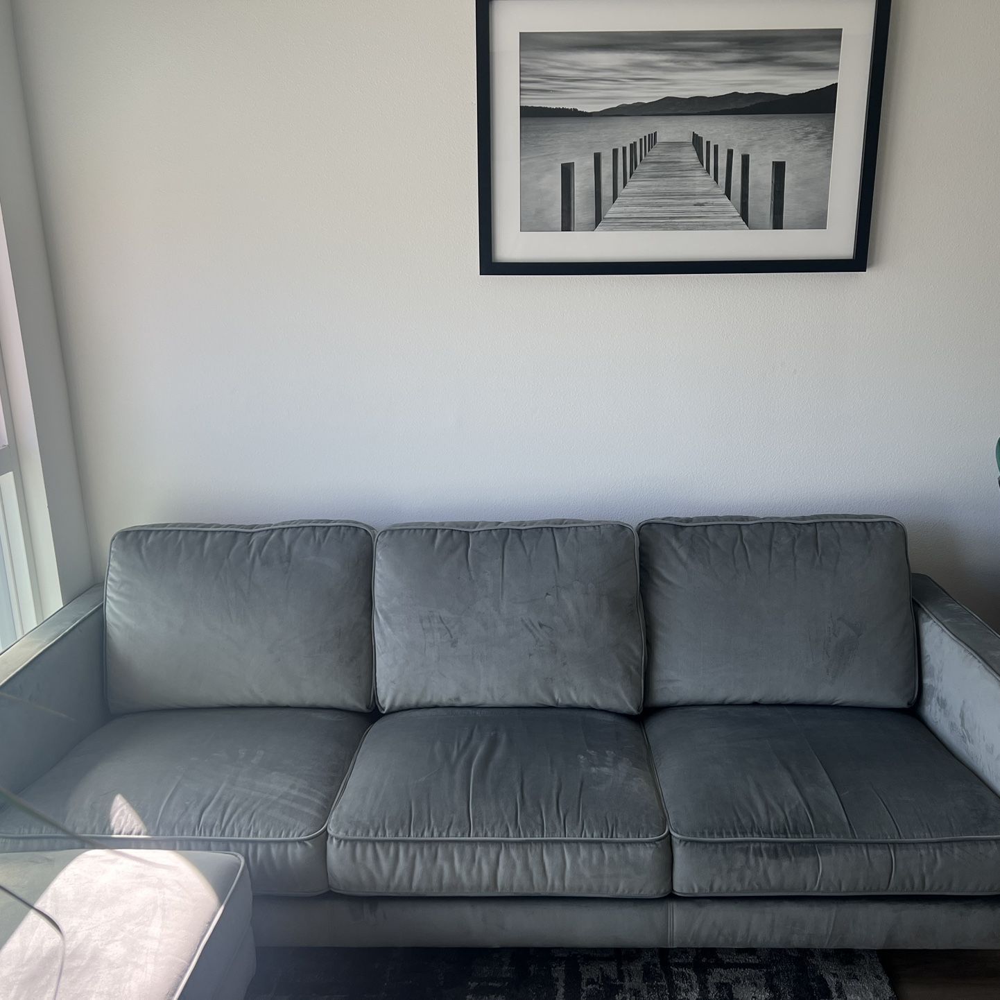 Fairfax steel grey velvet sofa discount
