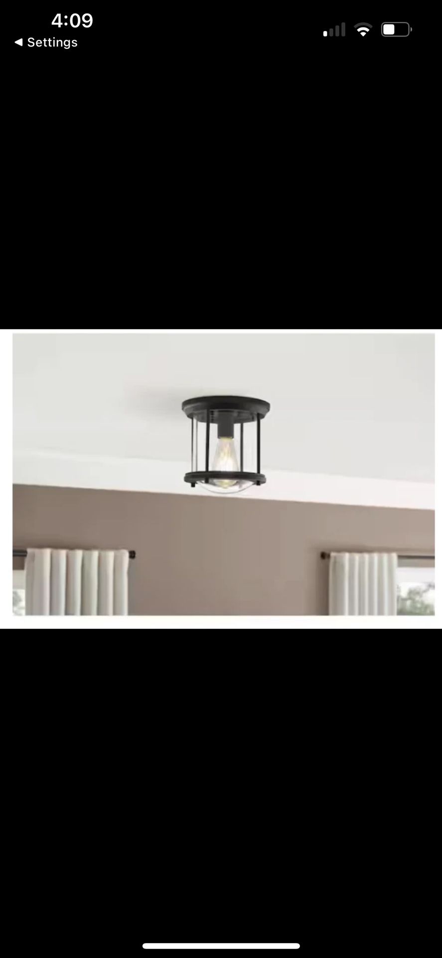Hampton Bay Melrose Park 8 in. 1-Light Black Metal Flush Mount HM(contact info removed)6-1 BK