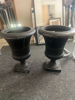 Pair of Black Classic Urn Planters