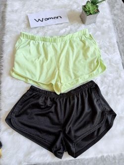 Forever 21 Women’s Black Yellow Athletic Shorts Set Medium