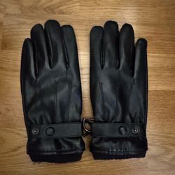 Black leather gloves