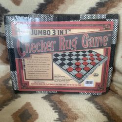 Checker Rug Game 3 in 1 Checkers and Tic-Tac-Toe (28" x 28") New