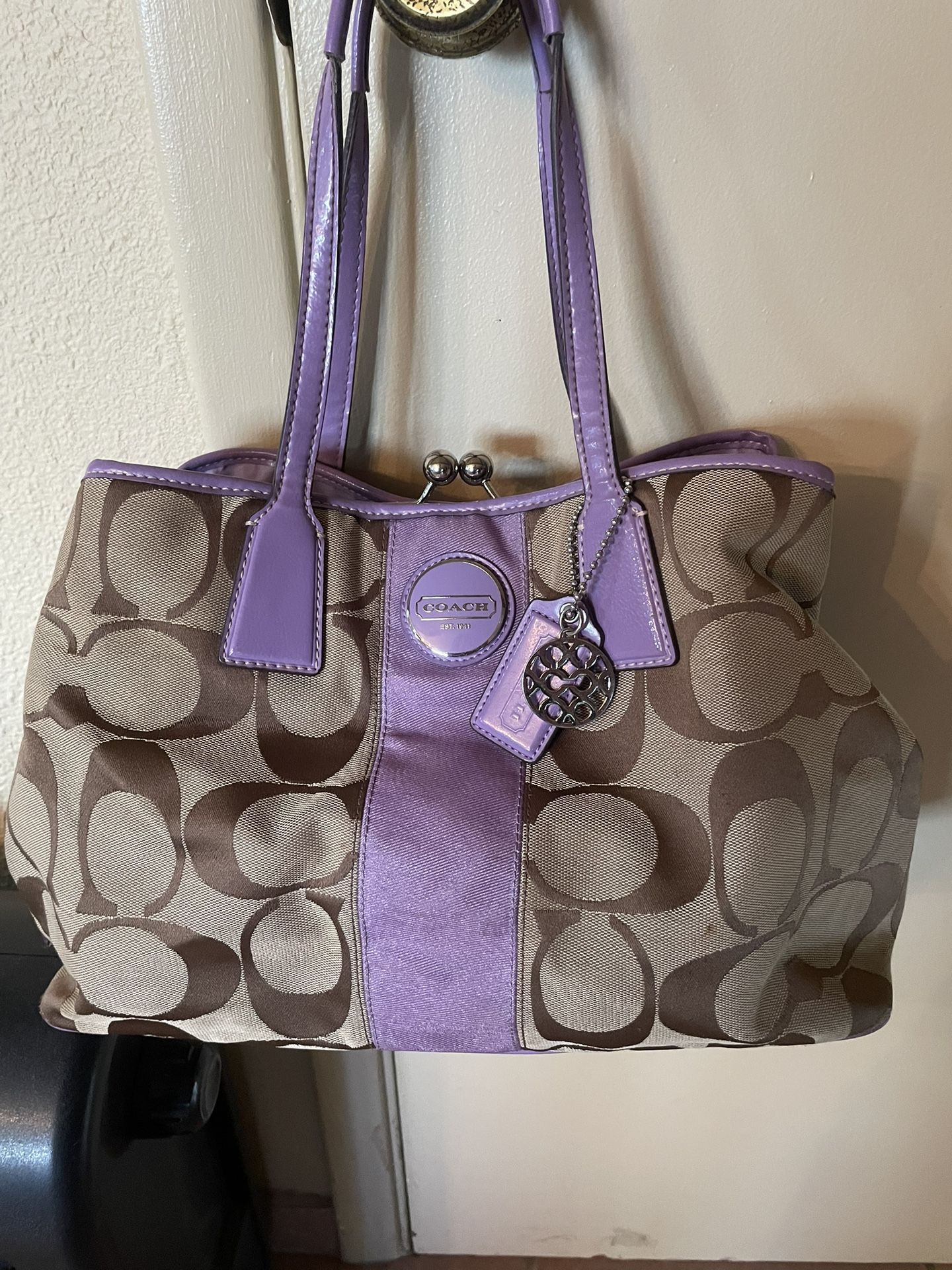 Coach Signature Purple Handbag Purse