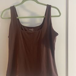 PUMIEY - Tank Top square-neck Brown (L) $7.