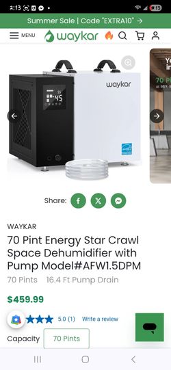 70 Pint Energy Star Crawl Space Dehumidifier