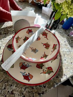 Bowl And Platter - Fish Themed