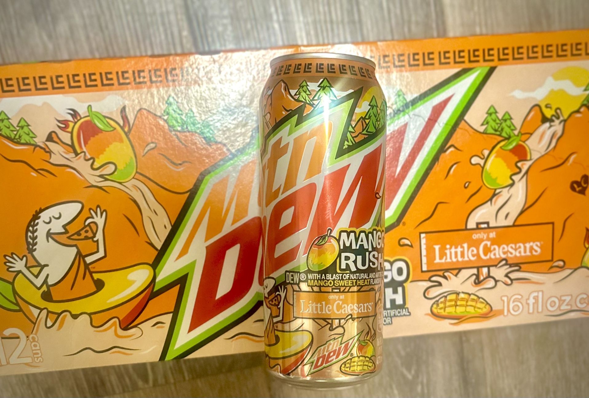 Unopened 12pk Little Caesars x Mountain Dew Mango Rush Limited Edition