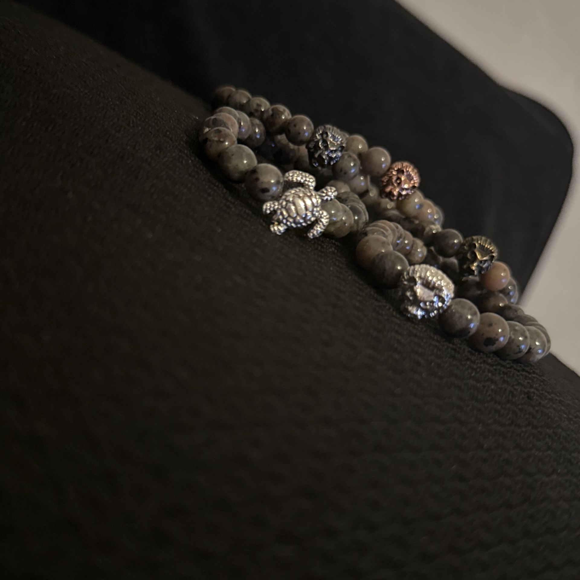 Natural Flame Stone Beaded Bracelet