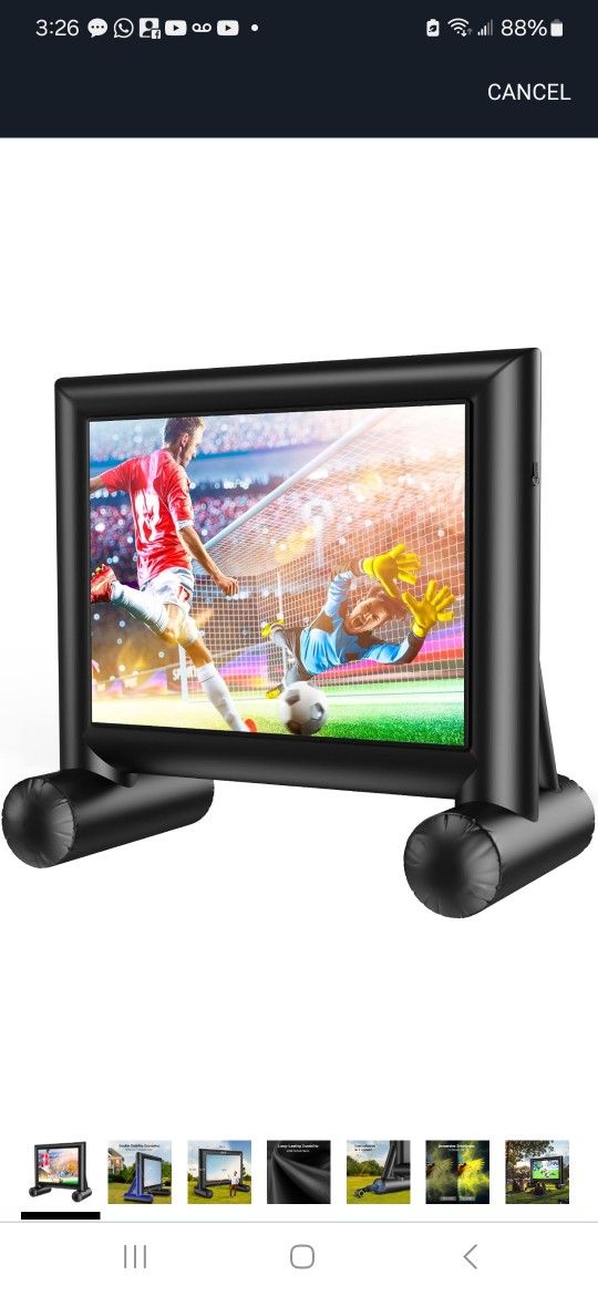 Amada 16 Feet Outdoor Inflatable Movie Screen, Projector Screen with Fast Low-Noise Air, Support Front Rear Projection for Backyard Movie Night, Home