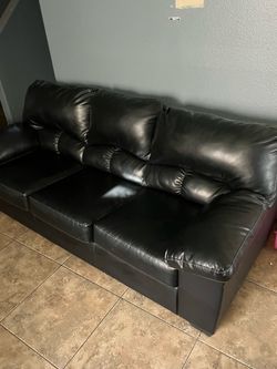 Black leather couch