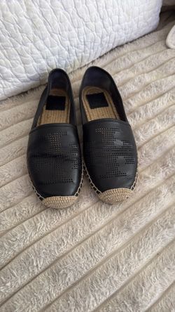 Women’s Blk Leather Tory Burch Espedrille Flats Size 8.5