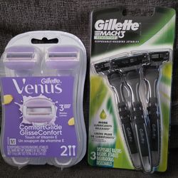 His & Her's Gillette Venus & Mach3 Disposable Razor Packages 