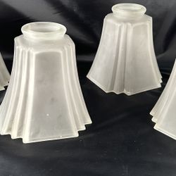 Vintage Art Deco Tulip Off White Frosted Glass Lampshade  4 3/4" H x 4 1/2" W Bottom x 2" W Top