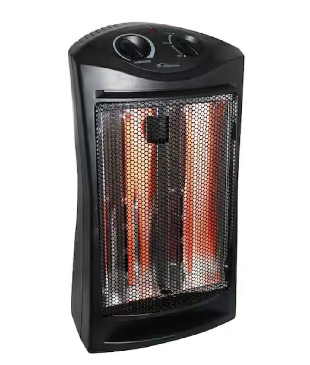 1500-Watt Black Electric Tower Quartz Infrared Space Heater with Thermostat
