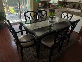 6-Piece Matching Espresso / Dark Wood Furniture Set – Dining & Living Room