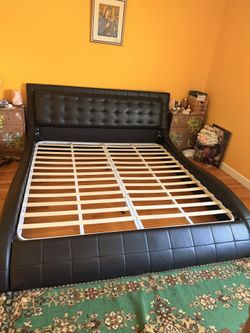 King size eco leather upholstered bed