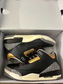 Jordan 3 black cement gold Size 11w